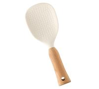 SHINEOFI Spatule à Riz Antiadhésive en Silicone avec Manche en Bois Cuillère à Riz Pratique Résistante à la Chaleur Ustensile Cuisine Compact pour Service et Cuisson
