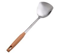 SHINEOFI Spatule Cuisine en Acier Inoxydable Manche Effet Bois Ustensile pour Wok Outil de Cuisson Résistant à la Chaleur 1 Pièce pour Usage Domestique et Professionnel