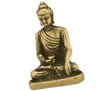 SHINEOFI Statue Bouddha en Laiton Antique Ornement de Bureau Compact Décoration de Table pour Maison et Salon de Contemplation Statuette de Bouddha Assis Stable et Solide Présent
