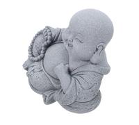 SHINEOFI Statue Bouddha Rieur en Pierre Bleue pour Décor d'Aquarium Paysage Aquatique Ornement Asiatique Polyvalent pour Tablette et Jardin
