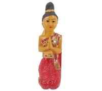 SHINEOFI Statue de Bienvenue Bouddha à Genoux en Bois Rouge, Style Antique | Décor Collectif, Surface Lisse sans Bavure, pour Console D’entrée, Patio Jardin, Autel