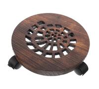SHINEOFI Support à Plantes en Bois à roulettes Rond 21 Cm avec Bac Collecteur d'eau - Base Mobile pour Pots D'intérieur, Jardinière Pratique Et Stable pour Déplacement Facile des Plantes