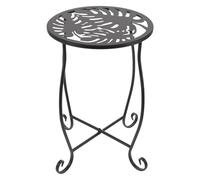 SHINEOFI Support à Plantes en Métal Noir Rond Motif Feuille de Monstera | Design Tropical Créatif, Structure Simple Niveau, Support Robuste pour Théières et Sculptures