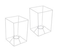 SHINEOFI Support D’Abat-Jour Métallique Vintage 2 Pièces Cadre Cage Rectangulaire pour Lampe de Table E27 Compatible Abat-Jour 12-20 CM DIY Luminaire Suspendu et Lampe de Bureau Style