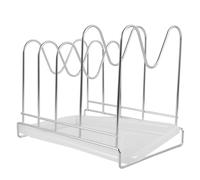 SHINEOFI Support De Planche à Découper Acier Avec Plateau De Drainage Organisateur De Couvercles Et Ustensiles De Cuisine Rangement Pratique Pour Plans De Travail Et