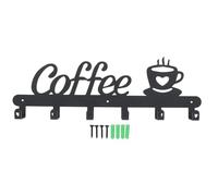 SHINEOFI Support de rangement pour tasses à café en métal noir, crochet mural pour tasse, présentoir suspendu pratique pour, fer, 1 set, 43.5x14 CM