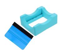 SHINEOFI Support de Tasse Compact en Silicone Bleu Lac, Porte-gobelet Antidérapant avec Raclette Feutre Intégrée, Accessoire pour Personnalisation de Gobelets - Kit 2 Pièces pour Travaux