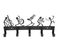 SHINEOFI Support Mural Élégant et Créatif avec 5 Crochets de Note Musicale Porte-clés en Fer Noir pour L'entrée et Gain de Place
