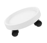 SHINEOFI Support pour Pot de Fleurs à roulettes en Plastique Blanc, Plateau Rond Soucoupe, Chariot Mobile pour Pots de Jardin et Plantes d'Intérieur