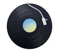 SHINEOFI Tapis de Souris Rond en Caoutchouc Antidérapant Noir Surface Imperméable et Lisse Compatible Gaming PC et Bureau Design Platine Vinyle pour Jeux E-Sport et Usage Quotidien