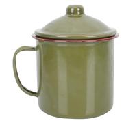 SHINEOFI Tasse Émaillée Rétro Militaire Verte Mug Polyvalent pour Thé et Eau Robuste et Pratique avec Couvercle Maison Bureau Cadeau