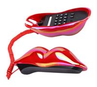 SHINEOFI Téléphone Fixe Filaire Lèvres Rouges Décoration Intérieure Originale Artisanat de Lèvres Rouge Vif Design Compact pour Bureau Maison Accessoire Décoratif