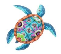 SHINEOFI Tenture Murale Tortue En Fer De Plein Air Décoration Art Mural Extérieur Ornements De Clôture En Plein Air Monté Ornements En Plein Air Drôle Blue Le Fer