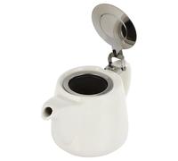 SHINEOFI Théière en Céramique 600 Ml avec Passoire Intégrée Bouilloire à Thé Résistante à la Chaleur Bec Long Blanc Crème pour Infusion Maison et Usage Domestique