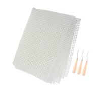 SHINEOFI Toile à Mailles Plastique Vierge pour Tapis à Crocheter Kit de Loisirs Créatifs avec Aiguille pour Projets de Tapisseries et Décorations DIY
