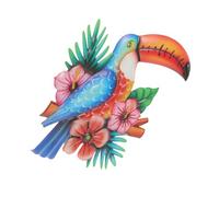 SHINEOFI Toucan Décoratif en Métal pour Décoration Murale de Jardin, Ornement Mural Animalier Rustique, Taille Compacte, Couleur Vive, Décoration Extérieure et Intérieure pour Salon
