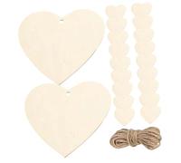 SHINEOFI Tranches de Bois de Cœur 4 CM Lot de 100 Pièces en Bois Brut 10 Mètres de Corde en Jute Naturelle Ornements Artisanaux Soi-Même pour Décoration Mariage Saint-Valentin et