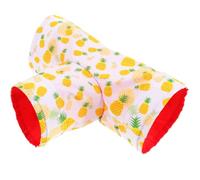 SHINEOFI Tunnel pour Petits Animaux Matériau Cachette Confortable et Chaude pour Hamster Cochon et Rongeurs Accessoire de Jeu et Repos Sécurisé Design Unique Trois Voies Jaune Ananas