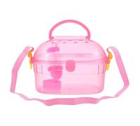 SHINEOFI Valise de Voyage Rose pour Hamster et Hérisson avec Mangeoire et Baignoire en Abs, Design Détachable Pratique pour Transport Extérieur
