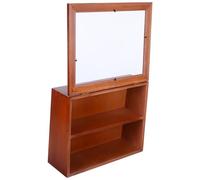 SHINEOFI Vitrine en Bois Massif Vintage Petite Taille Armoire de Rangement à Deux Niveaux Porte Acrylique à Rabat Présentoir Mural Bureau pour Figurines Cosmétiques et Objets Décoratifs