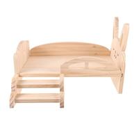 SHINEOFI Wooden Small Pets Platform Bed with Ladder for Hamsters Guinea Pigs Squirrels Stable Easy to Install Natural Wooden Pet Rest and Play Stand