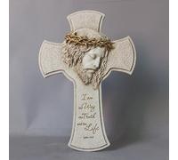 ShineOnAngel Croix murale de Jésus de 30,5 cm avec couronne d'épines, I Am the Way the Truth and the Life John 14:6 - Décoration murale religieuse chrétienne pour la maison, Pâques et église