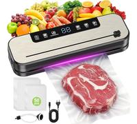 SHINER Machine Sous Vide Alimentaire, Appareil de Mise Sous Vide 6 en 1 avec Modes Sec et Humide, UV, 50 Sacs, Couteau de Coupe et Tuyau, Scellure Large 30 cm -Idéal pour la Conservation