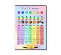 SHINERING Affiche De Connaissance Des 7 Chakras En Français, Feuille Guide Des Couleurs Des Chakras, Chakras En Français, Affiche Des Chakras, Décoration Murale Spirituelle A1 30Cmx40Cm Sans Cadre