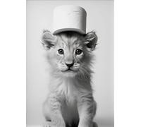 SHINERING Affiche De Lion Noir Et Blanc Avec Papier Toilette Et Animaux, Peinture Sur Toile, Art Mural, Pour Salle De Bain, Salon, Décoration D'Intérieur, Format A1 21X30Cm Sans Cadre