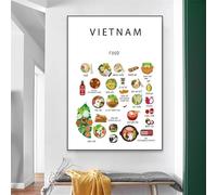 SHINERING Affiche De Nourriture Vietnamienne, Dessin Animé Blanc, Imprimés D'Art Mural, Décor De Cuisine Moderne, Rétro, Salle À Manger, Peinture Sur Toile 60X80Cm Sans Cadre