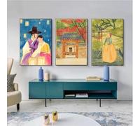 SHINERING Affiche De Paysage Coréen Pour Couples Portant Hanbok, Peinture Sur Toile Et Imprimés De Femmes Orientales, Art Mural, Décoration De Maison Pour Salon 50Cmx70Cmx3Pcs Sans Cadre