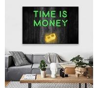 SHINERING Affiche En Toile Avec Citation De Motivation, Imprimés D'Art, Peinture Sur Toile De Bureau, Art Mural, Décor De Bureau, Salle De Lecture, Time Is Money 30X40Cm Sans Cadre