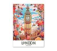 SHINERING Affiche Et Impressions Sur Toile Représentant Un Paysage Urbain Rétro Et Coloré De Londres, Un Voyage Européen, Une Galerie D'Art Mural Pour La Décoration Du Salon 21X30Cm Sans Cadre