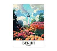 SHINERING Affiche Et Impressions Sur Toile Représentant Une Ville Rétro Colorée De Berlin, Un Paysage De Voyage Européen, Une Galerie D'Art Murale Pour La Décoration Du Salon 40X50Cm Sans Cadre