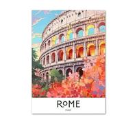 SHINERING Affiche Et Impressions Sur Toile Représentant Une Ville Rétro Colorée, Rome, Un Paysage De Voyage Européen, Une Galerie D'Art Mural Pour Décoration De Salon 60X80Cm Sans Cadre