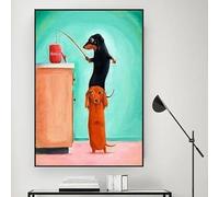 SHINERING Affiche Humoristique De Teckel Saucisse, The Bone Thieves, Peinture Sur Toile, Animal De Compagnie, Décoration Murale Pour Salon, Maison 50X70Cm Sans Cadre