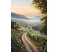 SHINERING Affiche Vintage De Campagne Rustique Avec Champs Fleuris Et Paysage De Plage, Impression Sur Toile, Décoration Murale A7 60X80Cm Sans Cadre