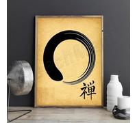 SHINERING Affiche Zen, Affiche De Méditation Zen Enso Wabi-Sabi, Décor De Studio De Yoga, Art Mural Zen, Affiche Bouddhiste, Art De Méditation A1 30Cmx40Cm Sans Cadre