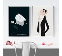 SHINERING Affiches abstraites nordiques dessin animé intéressant Serge Gainsbourg peinture sur toile photos murales modernes pour salon décor à la maison 60*80 cm encadré, framed