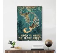 SHINERING Affiches De Sirène Rétro, Peinture Sur Toile, Affiches Et Imprimés, Images D'Art Murales Pour Décoration De Salon Et De Maison 21X30Cm Sans Cadre