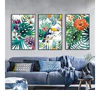 SHINERING Aquarelle Toile Mur Art Plantes De La Forêt Tropicale Plantes Oiseau Peinture Feuilles Tropicales Mur Photos Décoration De La Maison No Frame