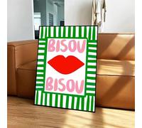 SHINERING Bisou Bisou Bonjour Bonne Nuit Maximaliste Citations Éclectiques Mur Art Toile Peinture Affiche Et Impressions Pour Salon Décor À La Maison 50X70Cm Sans Cadre