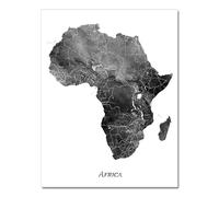 SHINERING Carte D'Afrique En Gris, Noir Et Blanc - Affiches Et Impressions - Décoration Murale Sur Toile - Salon - Décoration Intérieure 21X30Cm Sans Cadre