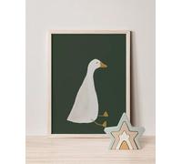 SHINERING Décoration Murale Oie Stupide, Affiche D'Oie Mignonne, Animaux De La Ferme Vert Foncé, Illustration De Chambre D'Enfant Sur Toile 30X40Cm Sans Cadre