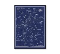 SHINERING Little & Big Astronomer Prints - Affiche Du Ciel Nord Et Sud, Carte Du Ciel, Impression Constellation, Cadeau De Voyage A1 50Cmx70Cm Sans Cadre