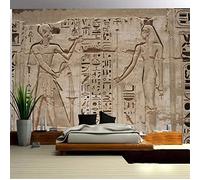SHINERING Papier peint photo personnalisé 3D Egypte antique pharaon sculpture sur pierre salon chambre mur de la maison 3D non-tissé étanche murale 200 cm (L) × 140 cm (H)