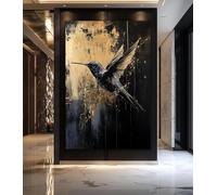 SHINERING Peinture Sur Toile Abstraite Représentant Un Oiseau Noir Et Doré, Animal Sauvage, Affiche, Art Mural, Décoration D'Intérieur 60X80Cm Sans Cadre