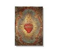 SHINERING Peinture Sur Toile Du Sacré-Cœur De Jésus, Marie, Affiche D'Art Du Sacré-Cœur, Impression Murale, Image Pour Salon, Décoration D'Intérieur, Format A6 60X80Cm Sans Cadre