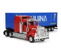 SHINESIGNAL Camion Jouet, Échelle 1/50 Métaux Modèle de Camion Américain for Kenworth, Jouet de Remorquage Moulé sous Pression Garçon Cadeau et Les Collectionneurs Modèles- Rouge Bleu