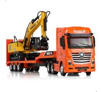 SHINESIGNAL Camion Jouet Excavatrice Enfant, Échelle 1/50 for Max Carrée Métaux Modèle de Camion Remorque Voiture, Jouet de Remorquage Moulé sous Pression Garçon Cadeau et Les Collectionneurs Modèles